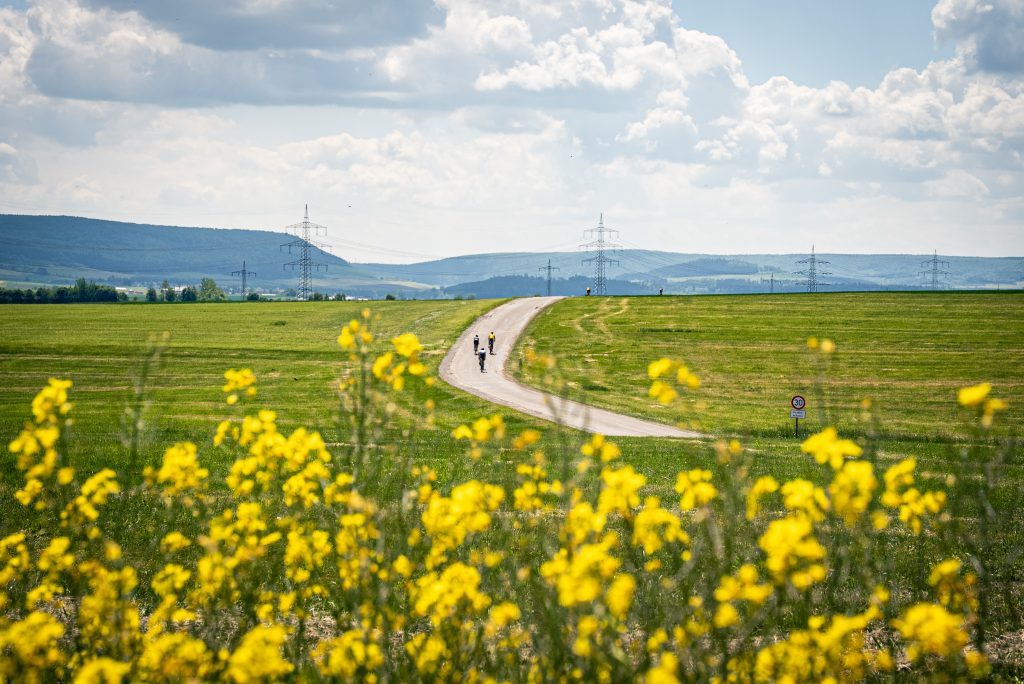 Radstrecke durch die Landschaft der Baar bei Bad Dürrheim
